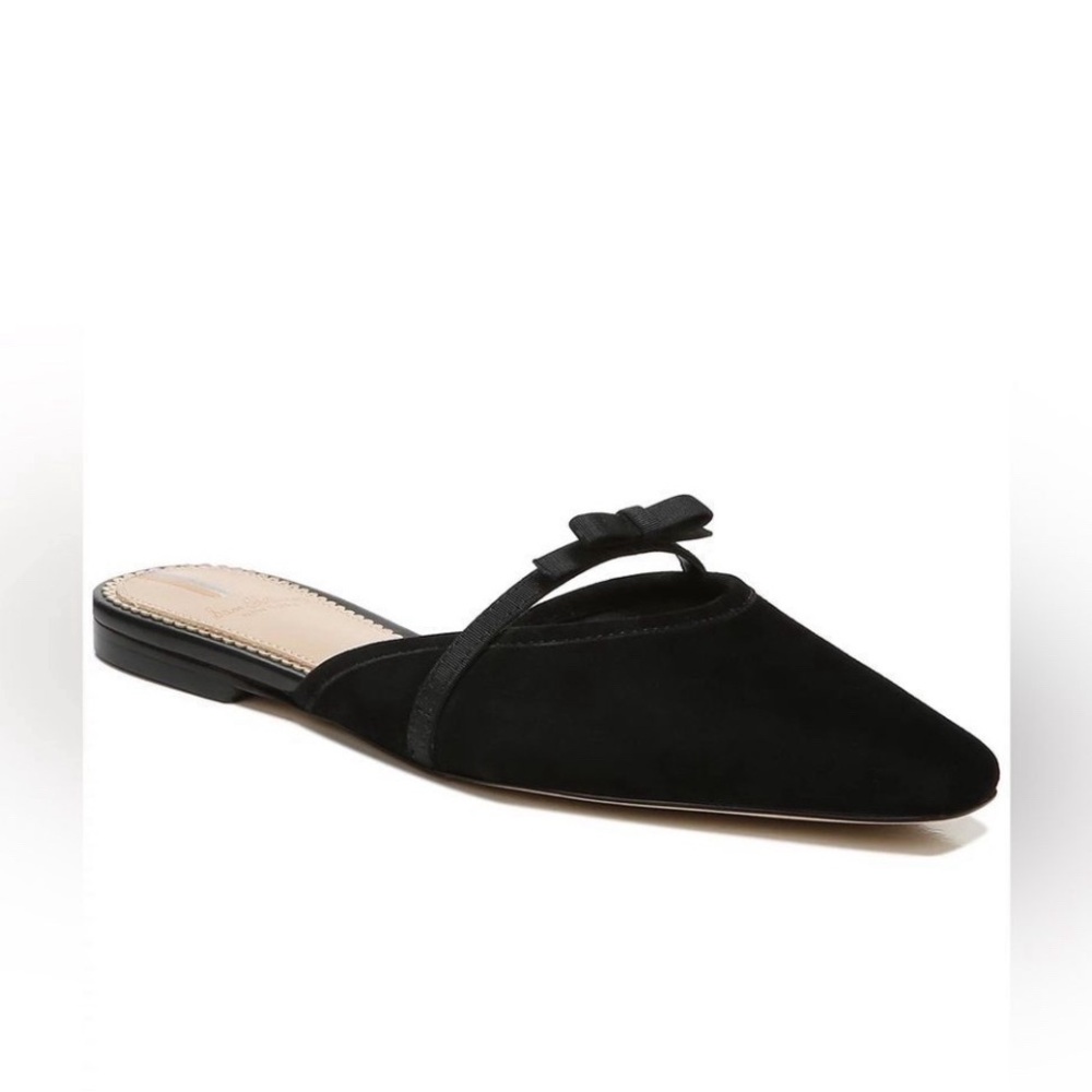 Sam Edelman Carol Pointed black Suede Bow Mules Flats Sz 9.5